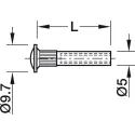 Įvorė sąvaržai Ø5x27mm, M4 vidinis sriegis, 28-36mm plokštei, PZ2, suapvalinta galvute, nikelis