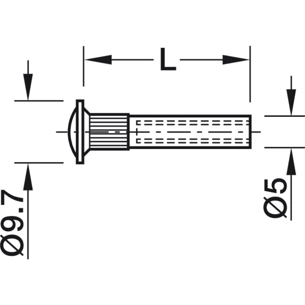 Connecting tube Ø5x27mm, M4 internal thread, for 36-46mm panel, PZ2, pan head, nickel