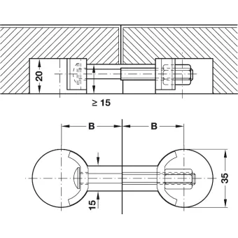 Sąvarža stalviršiui Ø35x100mm,