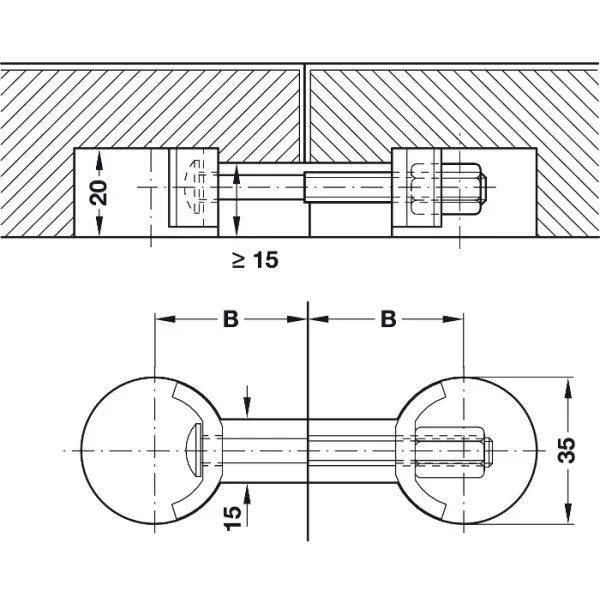 Clamp for table top Ø35x100mm