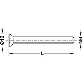Threaded screw, M6 countersunk head screw, steel, with SW4 hexagon socket, without tip