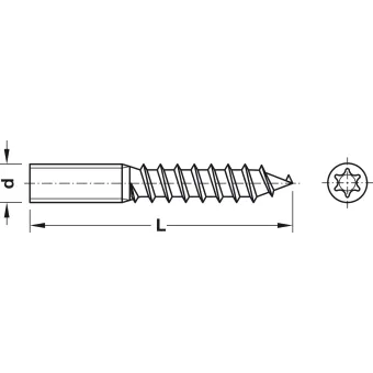 Wood to metal dowels, with TS T-star drive