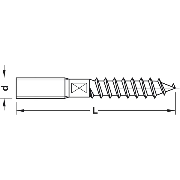 Varžtas su dvigubu sriegiu M4x40mm, sriegis