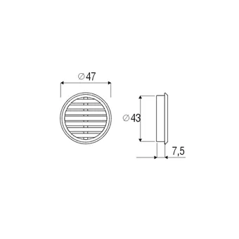 Ventilation grill round Ø47mm white