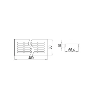 Ventilation grill aluminum 80x480mm gold