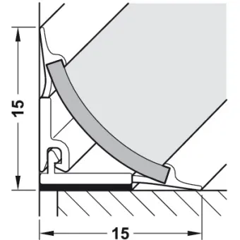 Staljuostė SLIMLINE 15x15mm, aliuminis