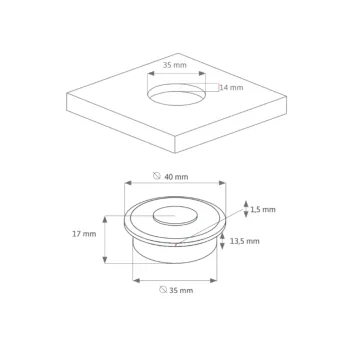 Adhesive or millable push button Ø40mm (black)