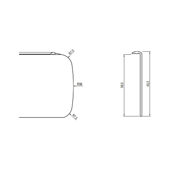 Side moulding for DUROPAL H38mm left