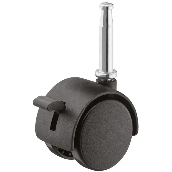 Twin wheel castor, Load bearing capacity 45kg, steerable, with brake
