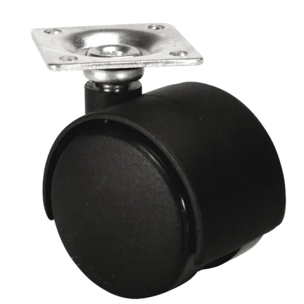 Twin wheel castor, Load bearing capacity 35kg, steerable, with brake
