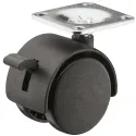 Ratukas su plokštele Ø40mm, H54mm, su stabdžiu juoda