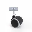 Furniture castor with mounting plate Ø50mm H70mm with rubber, gray/black