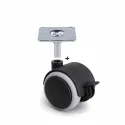 Ratukas su plokštele Ø50mm, H70mm, ir stabdžiu gumuotas pilka/juoda