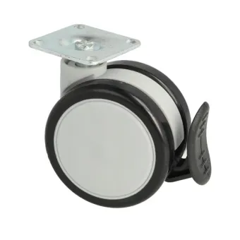 Furniture castor with mounting plate Ø65mm H78mm with brake