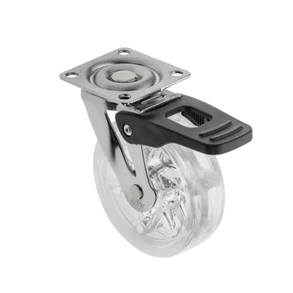 Furniture Castor B75mm with brake, FI-75, transparent