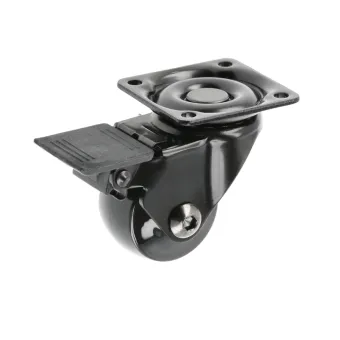 Furniture castor with mounting plate Ø75mm H97mm with brake black