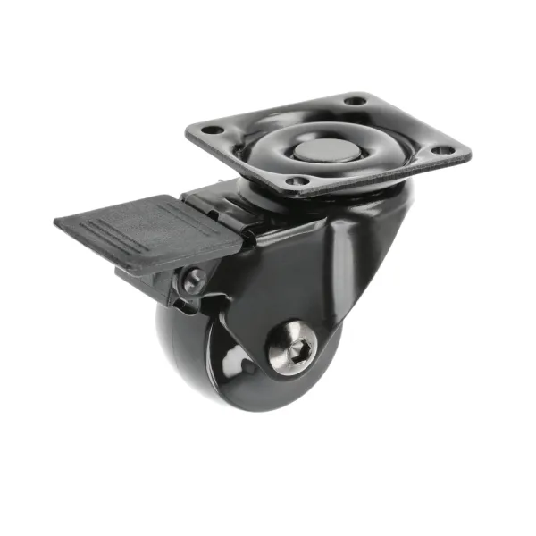 Furniture castor with mounting plate Ø75mm H97mm with brake black