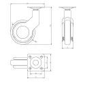 Furniture castor STRADA, Ø60mm, black, without brake