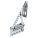 Corner bench hinge, for wooden seat panels, with spring