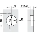 Concealed hinge, Häfele Metalla SM, 110°, half overlay mounting/twin mounting