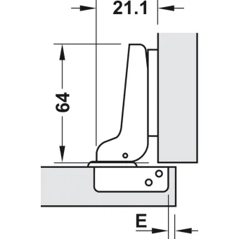 Concealed hinge, Häfele Metalla SM, 110°, half overlay mounting/twin mounting