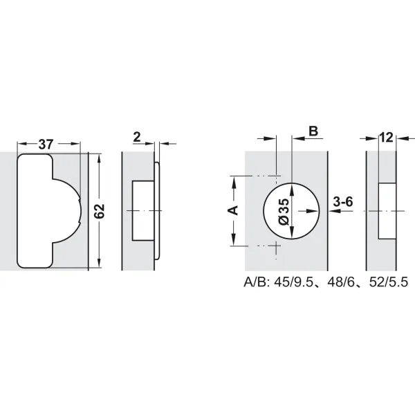 Lankstas METALLA Combi clip pusinis 110°