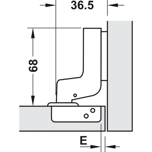 Concealed hinge, Häfele Metalla SM Combi 110°, inset mounting