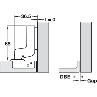 Concealed hinge, Häfele Metalla SM Combi 110°, inset mounting
