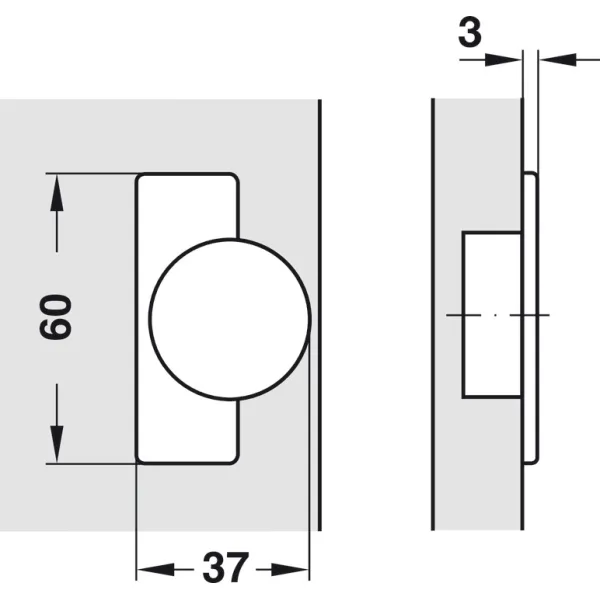 Concealed hinge, Häfele Metalla A 110°, half overlay mounting/twin mounting