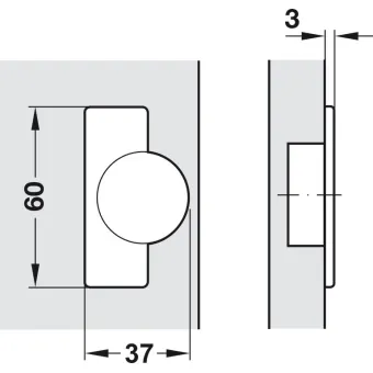 Concealed hinge, Häfele Metalla A 110°, half overlay mounting/twin mounting