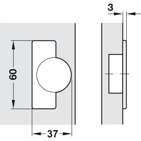 Concealed hinge, Häfele Metalla A 110°, half overlay mounting/twin mounting