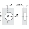 Concealed hinge, Häfele Metalla A 110°, half overlay mounting/twin mounting