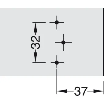 Cruciform mounting plate, Häfele Metalla A, with slide-on system, for screw fixing