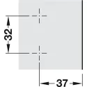 Cruciform mounting plate, Häfele Metalla A, with slide-on system, for screw fixing