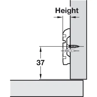 Cruciform mounting plate, Häfele Metalla A, with slide-on system, for screw fixing