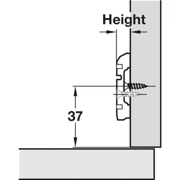 Cruciform mounting plate, Häfele Metalla A, with slide-on system, for screw fixing