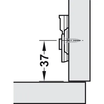 Plokštelė lankstui Ø35, H0mm, su eurovaržtais