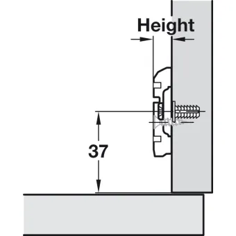 Plokštelė lankstui Ø35, H0mm, su eurovaržtais