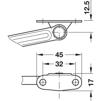 Stay flap fitting, Häfele Free flap H 1.5, all-plastic, 1-piece set