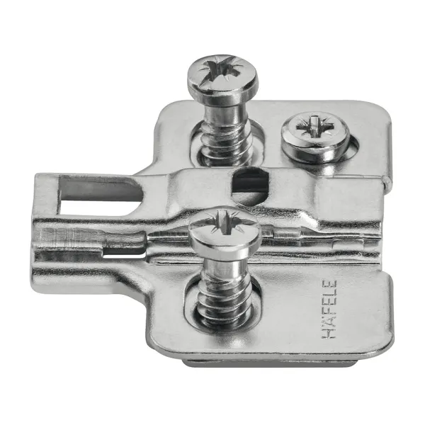 Mounting plate Metalla 310, Clip, H0mm, with eccentric, with Euro screws, nickel