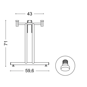 Table leg FLEXO-1 H710mm chrome