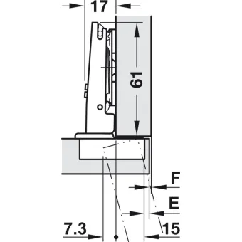 Concealed hinge, Häfele Duomatic Plus Titanium 110°, full overlay mounting