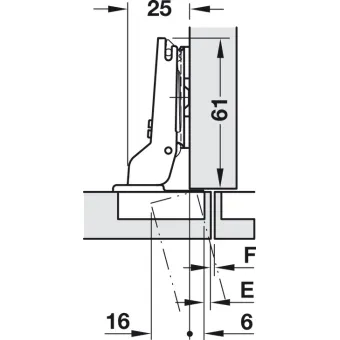 Concealed hinge, Häfele Duomatic Plus Titanium 110°, half overlay mounting/twin mounting