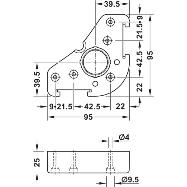 Mounting plate, for Häfele AXILO® 78 plinth system