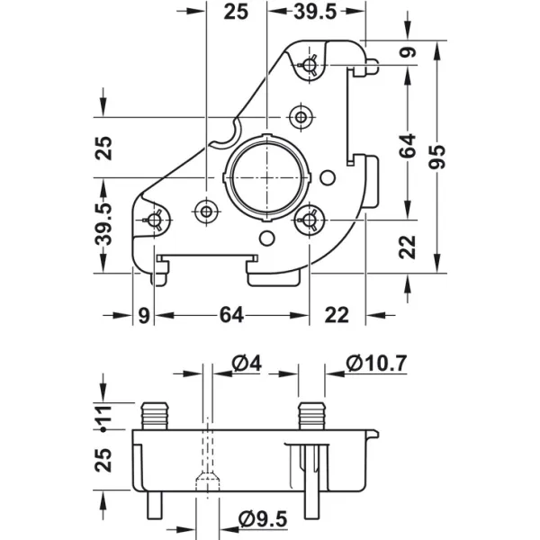 Mounting plate, for Häfele AXILO® 78 plinth system
