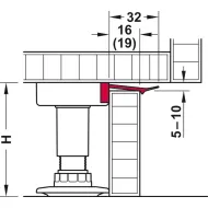Laikiklis 19mm cokoliui AXILO, H≥60mm HAFELE