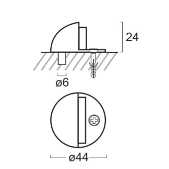 Floor door support Ø44mm H24mm matt chrome REI