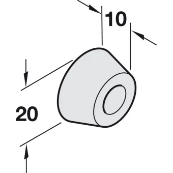Amortizatorius prisukamas Ø20mm, H10mm, juoda