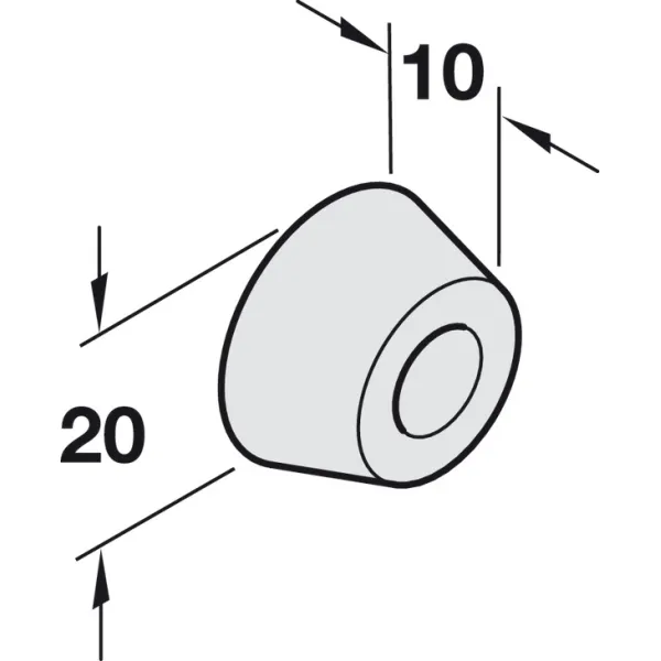 Amortizatorius prisukamas Ø20mm, H10mm, juoda