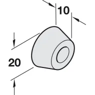 Amortizatorius prisukamas D20 H10 juoda HAFELE